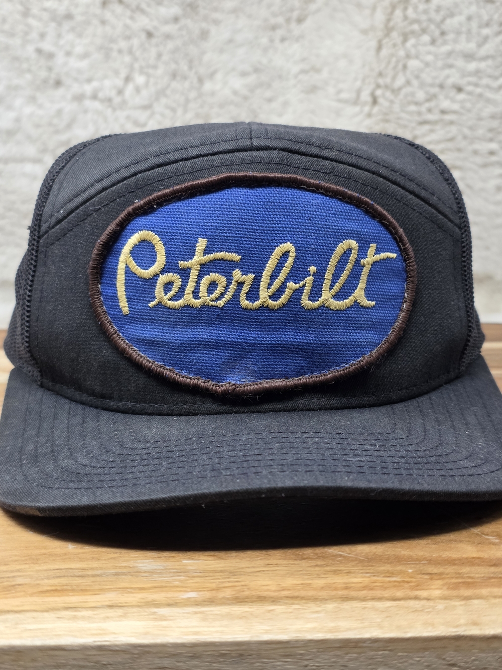 Peterbilt Black Trucker Hat with Blue Patch